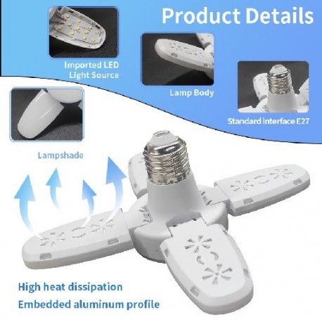 Kibocsátó szín: meleg fehér - Ventilátor alakú LED izzó E27 LED lámpa Összecsukható 220V 110V 40 LED Izzók Otthoni
