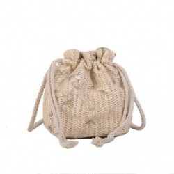 Fehér szín - Divat Kis válltáskák Női Strandszalmából Szőtt Virág Hímzés Táskák Női Csipke Crossbody