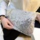 Szín: ezüst A - Női Esti Clutch táska Csillogó flitteres kézitáska Luxus csillogó parti boríték hordtáska pénztárca