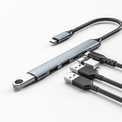 Szín: Szürke - USB 3.0 USB C hub 5IN1 Multi Splitter Adapter Type-C konverter PD-hez USB-C USB2.0 USB 3.0 Töltés Macbook Pro