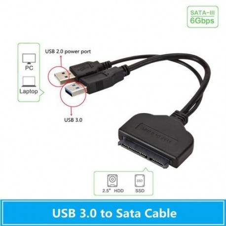 Szín: USB 3.0 - SATA - SATA - USB 3.0/2.0 - 7 15 tűs kábelek Külső tápellátás 2,5 Ssd HDD merevlemez SSD átalakító