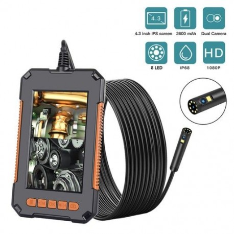 Kábel hossza: 2m - P40 8 mm-es, kétlencsés ipari endoszkóp 1080P Full HD 4,3 hüvelykes LCD digitális ellenőrző kamera