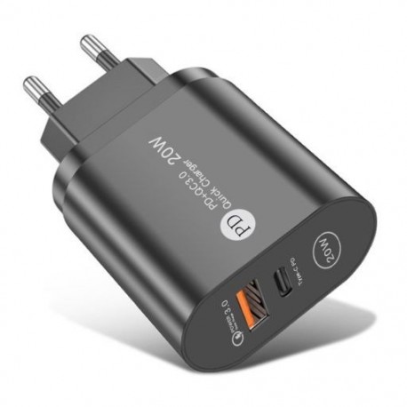 Csatlakozó típusa: Fekete EU csatlakozó - USB PD 20W USB töltő gyorstöltő QC 3.0 gyors telefon fali töltő adapter