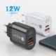 Csatlakozó típusa: Fekete EU csatlakozó - USB PD 20W USB töltő gyorstöltő QC 3.0 gyors telefon fali töltő adapter