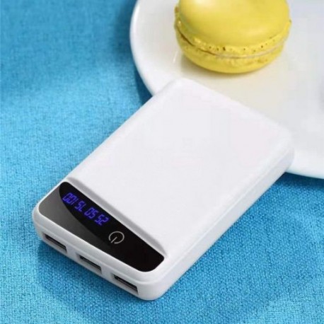Fehér szín - 18650 Akkumulátor töltő fedél Power Bank tok DIY Box 3 USB portok Digitális LCD kijelző Akkumulátor ház