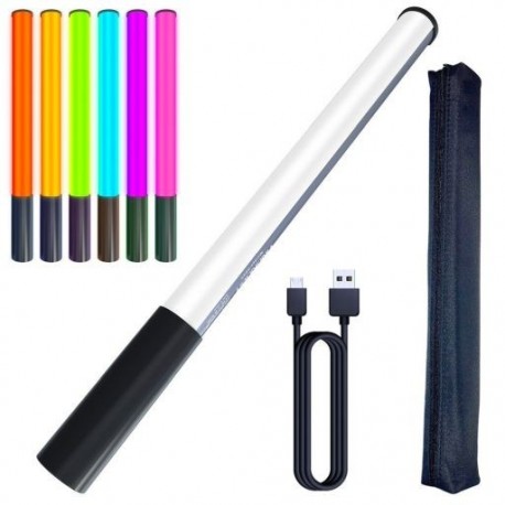 Fehér szín - RGB kézi LED-es fénypálca, újratölthető fényképező lámpa, 12 fényerő, 1000 lumen 2500-9900K
