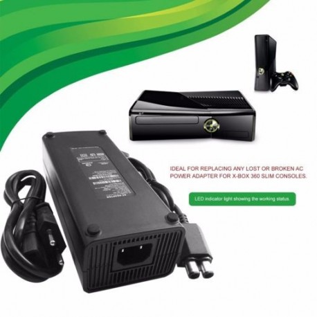 EU AC 100-240V adapter tápegység töltő EU dugós kábel XBOX 360 vékony ideális cseretöltő LED-es jelzőfénnyel