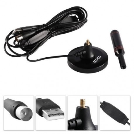 Fekete szín - Hordozható DVB-T-IEC High Gain 35 db beltéri digitális TV antenna 3 méteres kábellel HDTV-hez USB TV tuner