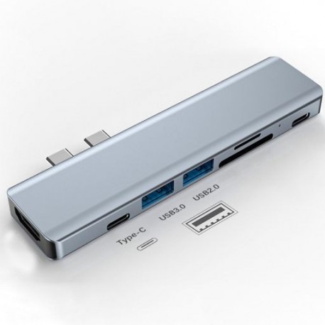 Szín: 7 az 1-ben - USB 3.1 Type-C Hub HDMI-kompatibilis adapterhez USB C hub Hub 3.0 TF SD Reader Slot PD-vel MacBook Pro/Air