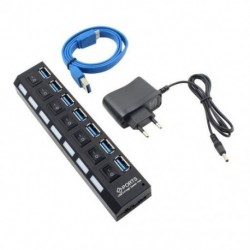 Szín: 7 portos EU csatlakozó - USB 3.0 elosztó USB elosztó 3.0 több USB elosztó 4/7 portos több bővítő Használja a