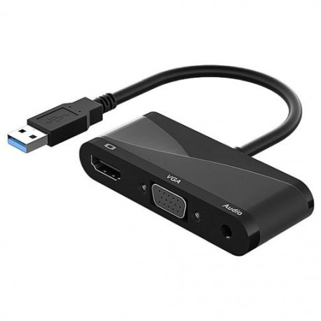 Fekete szín - USB 3.0 hub HDMII-kompatibilis VGA-hoz 3,5 mm-es audioadapterrel USB átalakító Huawei matebook X 13 Macbook