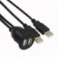 Kábel hossza: 1M - Kettős USB 2.0 duga-hüvely hosszabbítókábel süllyeszthető panellel teherautó-csónak motorkerékpár