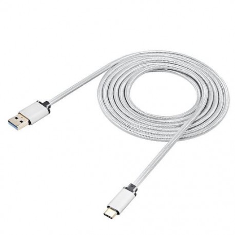 Szín: ezüst - LESHP Tartós, könnyű, biztonságos fém héj, nylon fonott, nagy áramerősségű USB3.0A-C típusú USB