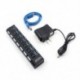 Szín: 7 portos EU-val - USB Hub 3.0 Hub USB 3 0 Multi USB Splitter USB 3 Hab Használja Tápadapter USB 2.0 Hub 4/7 port