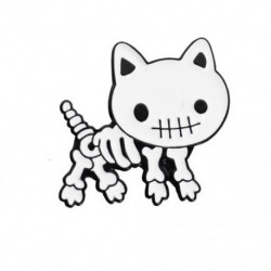 Fém színe: CC1763 - Édes, mint egy angyal macska zománctű ölelkező pár csontváz csont fekete fehér macska állat bross