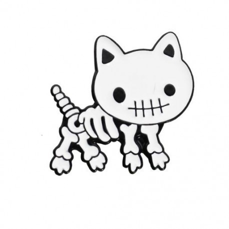 Fém színe: CC1763 - Édes, mint egy angyal macska zománctű ölelkező pár csontváz csont fekete fehér macska állat bross