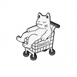 Fém színe: CC1764 - Édes, mint egy angyal macska zománctű ölelkező pár csontváz csont fekete fehér macska állat bross