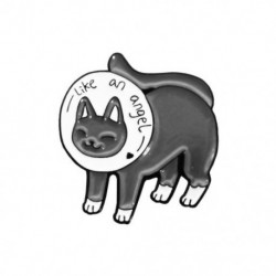 Fém színe: CC1765 - Édes, mint egy angyal macska zománctű ölelkező pár csontváz csont fekete fehér macska állat bross