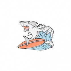 Fém színe: XZ3071 - Shark are Friends Zománctű Egyedi Shark Week Banán Szörföző Bross Táska Csuklótű Szórakoztató