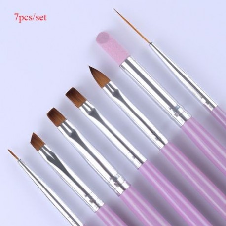 Szín: három ecset (7db) - NICOLE DIARY Akril púder 10ml Tip Extension French Nail Polymer Powder Körömhosszabbító Köröm