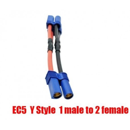 Szín: Y 1 férfi és 2 nő - EC5 párhuzamos akkumulátor csatlakozó kábel kettős hosszabbító Y elosztó 12AWG szilikon
