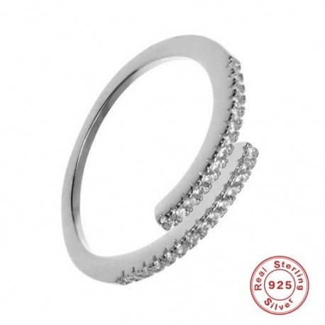 Ezüst - Ins Simple egysoros gyémánt nyitott gyűrű 100%    925 sterling ezüst Anillos arany gyűrűk nőknek Luxus finom