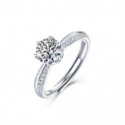 1 - Luxus 1CT moissanite halo gyűrű cirkon burkolt, gyémánt esküvői négyzet alakú gyűrű 925 ezüst ékszer nőknek