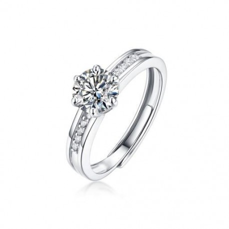5 - Luxus 1CT moissanite halo gyűrű cirkon burkolt, gyémánt esküvői négyzet alakú gyűrű 925 ezüst ékszer nőknek