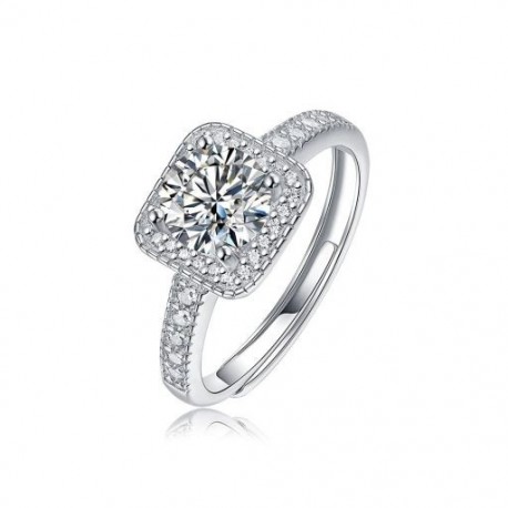 9 - 1CT Moissanite gyémánt gyűrű Eternity 925 sterling ezüst esküvői szalag, luxus labor ujjgyűrűkkel