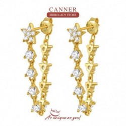 fehér - Star Bojt Aros Plata 925 Mujer Fülbevaló Női Csepp fülbevaló Piercing Pendientes Zirconia Huggie Finom Ékszer