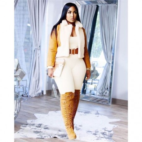 Szín: sárga XXL - Női kabátok és dzsekik Téli ruhák Gyapjú Crop Top Bojt Hem Koreai divat Streetwear Trench Új