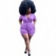 Szín: lila 5XL - 5XL Nagy méretű Jumpsuit Női V nyakú zsebek Egyszínű alkalmi játszóruhák Bodycon Stretch nyári body