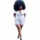Szín: fehér 5XL - 5XL Nagyméretű Jumpsuit Női V nyakú zsebek Egyszínű alkalmi játszóruhák Bodycon Stretch nyári body