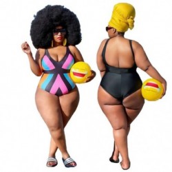 Szín: fekete 4XL - Nagy méretű fürdőruha, női bikini jumpsuit, szexi sztreccs mintás fürdőruha strandviselet nyári
