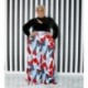 Szín: piros 4XL - Nagy méretű 2 részes ruhák női Crop Top nadrág szettek Nyomtatott széles lábhoz illő alkalmi új