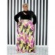Szín: piros 4XL - Nagy méretű 2 részes ruhák női Crop Top nadrág szettek Nyomtatott széles lábhoz illő alkalmi új