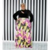 Szín: fukszia 4XL - Nagy méretű 2 részes ruhák női Crop Top nadrág szettek Nyomtatott széles lábhoz illő alkalmi új