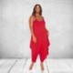 Szín: piros 5XL - Nagy méretű női ruházat Jumpsuit Alkalmi bő, ujjatlan, slip egyrészes ruházat nyári tréningruha