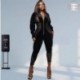 Szín: fekete XXXL - S-3XL Női Jumpsuits Elegáns V nyakú, hosszú ujjú Römperek Szexi Mesh Patchwork Bodycon Egyrészes