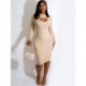 Szín: APRICOT L - Ruhák Női Bordás Bodycon Stretch Solid Hollow Out Szexi Elegáns Divatos Utcai Ruha Maxi Ruha