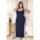 Szín: zöld 4XL - S-4xl Alkalmi ruha Nagy méretű ruházat Női mellény csíkos oldalsó Bodycon Stretch Slip Hem Maxi ruhák