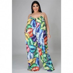 Szín: MULTI XXXL - Jumpsuit női nagy méretű ruházat 5xl virágmintás szexi ruhák Elegance pánt nélküli tank egy