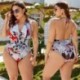 Szín: fehér 4XL - Nagy méretű ruházat 5xl Beach stílusú bikini rövidnadrágok bodyk női csíkos testű sztreccs