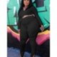 Szín: fekete 4XL - Nagy méretű, kétrészes ruhák női tömör pólyás felső halmozott leggings nadrág szettek