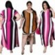 Szín: narancs 5XL - L-5xl Nagy méretű ruha Női Nyári Nyaralás V nyakú csíkos szegély Elegáns Party Maxi Ruhák