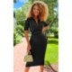 Szín: kék XL - Női ruhák övvel Szexi V nyakú tömör, rövid ujjú Bodycon Elegant Maxi Dress Irodai női ruha
