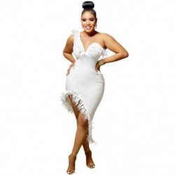 Szín: fehér XXL - Ruhák Női Ruházat Bodycon V nyakú Bodycon Édes szexi buliruha Nyári Ünnep Tömeges tétel