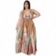 Szín: D1205 XXXL - 5XL Nagy méretű Női Ruházat Maxi ruha Slip virágok Nyomtatott V nyakú öv Elegáns teljes