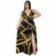 Szín: D1206 XXXL - 5XL Nagy méretű Női Ruházat Maxi ruha Slip virágok Nyomtatott V nyakú öv Elegáns teljes