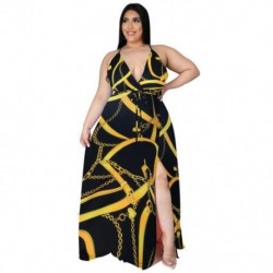 Szín: D1206 XXXL - 5XL Nagy méretű Női Ruházat Maxi ruha Slip virágok Nyomtatott V nyakú öv Elegáns teljes